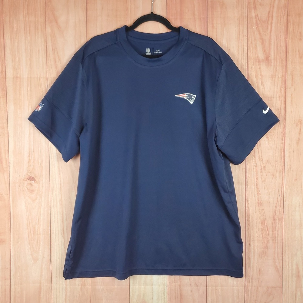 Nike Mens Shirt XL Navy Crew Neck Short Sleeve‎ Pullover New England Patriots